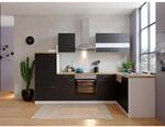 Respekta Winkelk&uuml;che KBL280WSCG 280 cm Wei&szlig; - Schwarz
