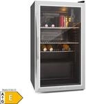 Beersafe XXL K&uuml;hlschrank 80 Liter 3 B&ouml;den Panoramaglast&uuml;r Edelstahl Silber 80