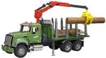 Bruder bruder 02824 MACK Granite Holztransport-LKW, Ladekran, Greifer + 3 Baumst&auml;mme