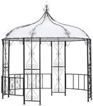 Pavillon BURMA 300cm rund, Stahl grau, Plane PVC-beschichtet weiss