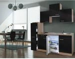 Respekta K&uuml;chenzeile KB180ESS 180 cm Schwarz-Eiche S&auml;gerau Nachbildung