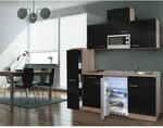 Respekta K&uuml;chenzeile KB180ESSMIC 180 cm Schwarz-Eiche S&auml;gerau Nachbildung