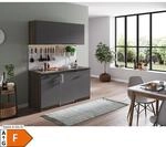 Respekta K&uuml;chenzeile KB150EYGC 150 cm Grau-Eiche York Nachbildung