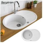 Granit Sp&uuml;le K&uuml;chensp&uuml;le Einbausp&uuml;le Sp&uuml;lbecken+Drehexcenter+Siphon Wei&szlig;
