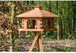 Dobar Rustikales XL-Vogelfutterhaus im Blockhaus-Stil mit dekorativem Holzdach,