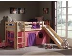 Vipack Spielbett Pino mit Rutsche und Textilset "Bella", Kiefer massiv natur lackiert
