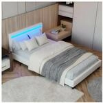 Juskys Polsterbett Paris 120 x 200 cm &ndash; Bett mit LED-Beleuchtung, Lattenrost &