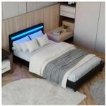 Juskys Polsterbett Paris 120 x 200 cm &ndash; Bett mit LED-Beleuchtung, Lattenrost &