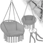 tectake&reg; H&auml;ngesessel, mit Sitz- und R&uuml;ckenpolster, gro&szlig;e Zierquasten, 80 x 72 x
