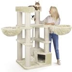 HAPPYPET Premium Kratzbaum 161 cm gro&szlig;e Katzen stabil Katzenbaum Creme
