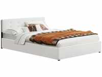 Juskys Polsterbett Marbella 140x200 cm weiß mit Bettkasten & Lattenrost – Bett mit