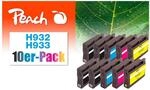 Peach HP 932 10 Druckerpatronen (2*bk, bk, c/m/y) ersetzt HP No. 932, No. 933,