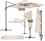 tectake&reg; Sonnenschirm, &Oslash; 300 cm, 6 einstellbare Neigungsstufen, UV-Schutz 50+,