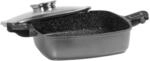 Stoneline SMART Eckpfanne, rechteckig, 28 x 28 cm, Aroma-Glasdeckel, abnehmbare