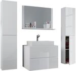 VCM 5-tlg. Waschplatz Waschtisch Waschbecken Unterschrank Breite 80 cm Badm&ouml;bel