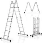Juskys Aluminium Multifunktionsleiter 4,7m Tragf&auml;higkeit bis 150 kg