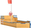 Juskys Sandkasten Käpt’n Pit mit Bodenplane & Dach - Holz Piratenschiff Boot -