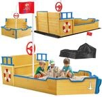 KIDIZ&reg; Sandkasten Ahoi - Piratenschiff Boot Segelschiff aus Holz Inkl....