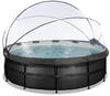 EXIT Black Leather Optic Pool ø450x122cm mit Abdeckung und Sandfilterpumpe - schwarz