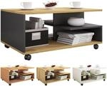 VCM Holz Couchtisch schlicht Sofatisch Rollen Ma&szlig;e ca. H. 41 x B. 80 x T. 50 cm 