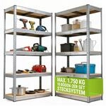 Juskys Lagerregal Basic 2er Set 180x90x40 cm &ndash; Metall Schwerlastregal, 10 B&ouml;den,