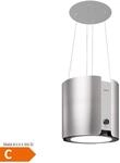 Skyfall Inselabzugshaube &Oslash;45cm Umluft 413m&sup3;/h LED Wei&szlig;/silber