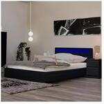 HOME DELUXE LED Bett mit Schubladen NUBE - 140 x 200 cm Schwarz