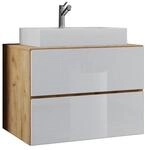 VCM 2-tlg. Waschplatz Waschtisch Waschbecken Unterschrank Breite 80 cm Badm&ouml;bel