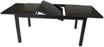 DEGAMO Ausziehtisch TORINO 180/240x100cm, Aluminium anthrazit + Glas schwarz