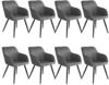 tectake® 8er Set Stuhl, gepolstert mit Stoffbezug, schwarze Stahlbeine, 58 x 62 x 82