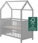 Hausbett 60 x 120 cm, FSC zertifiziert, taupe, 6-fach verstellbar, als Baby- &