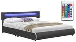 Juskys Polsterbett Sevilla 180x200 cm &ndash; Bett mit LED Beleuchtung & Lattenrost &ndash;