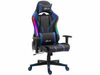 Vinsetto Gaming Stuhl mit LED-Beleuchtung schwarz, blau 70B x 57,5T x 126-136H cm