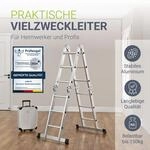 Juskys Aluminium Multifunktionsleiter 3,6m Tragf&auml;higkeit bis 150 kg