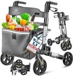 KESSER&reg; Leichtgewicht Rollator faltbar mit Sitz, Griff, Tasche, schmal f&uuml;r...