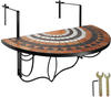 tectake® Balkontisch, Stahl, Mosaik und Zement, massive Platte, 75 x 65 x 62 cm