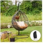 HOME DELUXE Polyrattan H&auml;ngesessel mit Regenabdeckung CIELO - Grau/Braun