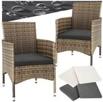tectake&reg; 2er Set Rattanstuhl, widerstandsf&auml;hig, 2 Bezugssets, 59 x 57 x 85 cm