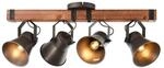 BRILLIANT Lampe, Decca Spotbalken 4flg schwarz stahl, 4x A60, E27, 10W, Holz aus