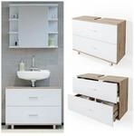VICCO Waschbeckenunterschrank ILIAS Wei&szlig; Eiche Schublade Unterschrank Badezimmer