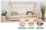 TiCAA Kinderbett Hausbett "Kay" 120x200 Kiefer natur