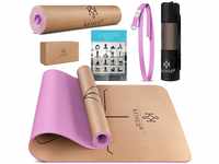 KESSER® Yogamatte Kork Inkl. Tragegurt Tasche & Yoga-Block Gymnastikmatte Yoga...