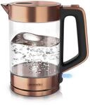 Arendo Glas Wasserkocher, 1,7l, Cool Touch, edles Kupfer Design