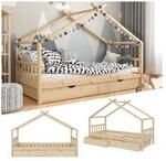 VitaliSpa Kinderbett Hausbett Kinderhaus Design NAT Lattenrost 90x200 Schublade