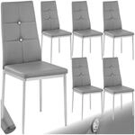 tectake&reg; Set Esszimmerstuhl, gepolstert mit Kunstlederbezug, schlanke Stahlbeine, 40