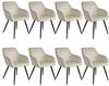 tectake® 8er Set Stuhl Marilyn Samtoptik, schwarze Stuhlbeine - crème/schwarz