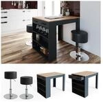 VICCO Bartisch REPOSE Tresen Tisch Hocker Bistrotisch Schublade Eiche Anthrazit