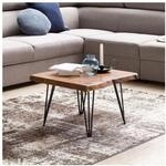Couchtisch Baumkante 56x38x51 cm Sheesham Massivholz Metallbeine Wohnzimmertisch