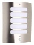 BRILLIANT Lampe Todd Au&szlig;enwandleuchte Bewegungsmelder edelstahl 1x A60, E27, 60W,