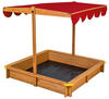 tectake® Sandkasten Emilia mit verstellbarem Dach 120x120x120cm - rot